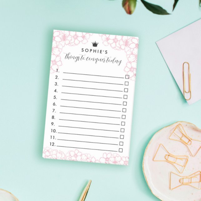 Pink Flowers Princess Crown Things To Conquer Post-it Notes (Creator Uploaded)