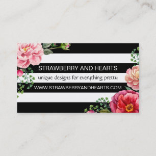 Pink Flowers, Red Flowers, Floristry, Flower Shop Business Card