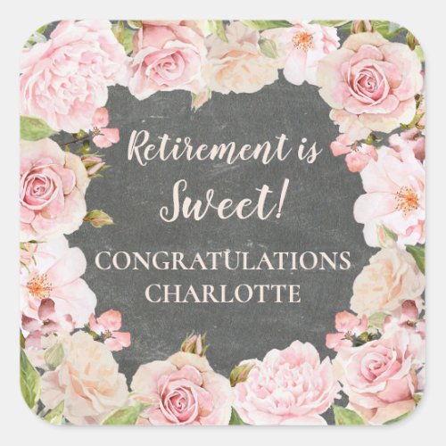 Pink Flowers Retirement Party Favor Tag