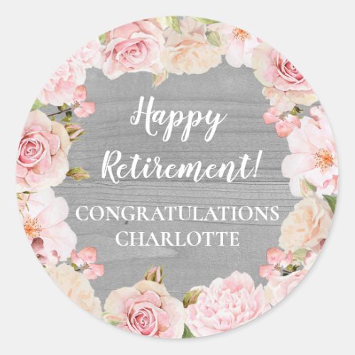 Pink Flowers Retirement Party Favor Tag