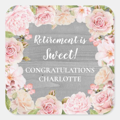 Pink Flowers Retirement Party Favor Tag