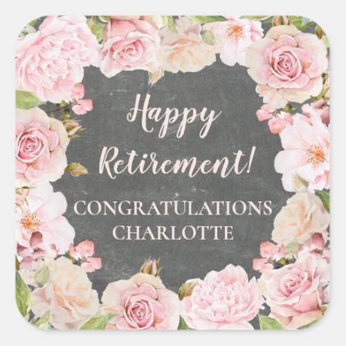 Pink Flowers Retirement Party Favor Tag