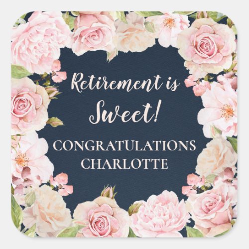 Pink Flowers Retirement Party Favor Tag