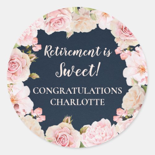 Pink Flowers Retirement Party Favor Tag