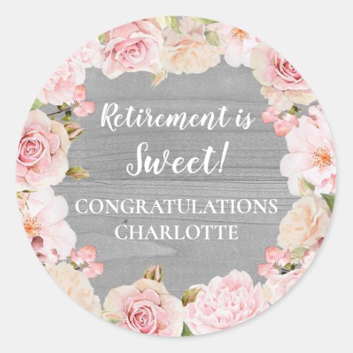 Pink Flowers Retirement Party Favor Tag