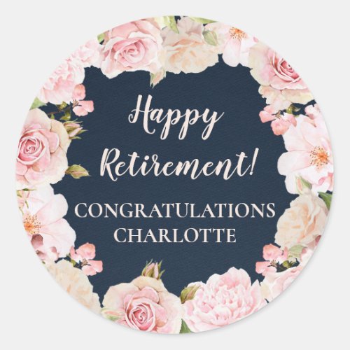 Pink Flowers Retirement Party Favor Tag