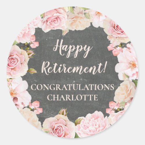 Pink Flowers Retirement Party Favor Tag