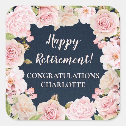 Pink Flowers Retirement Party Favor Tag