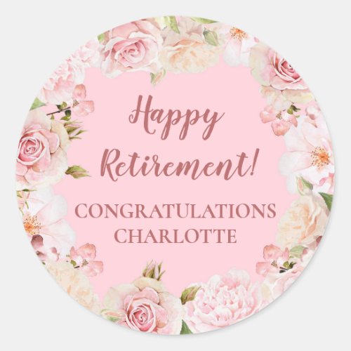 Pink Flowers Retirement Party Favor Tag