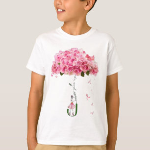 Pink Flowers Ribbon Breast Cancer Awareness Fighte T-Shirt