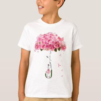 Pink Flowers Ribbon Breast Cancer Awareness Fighte T-Shirt