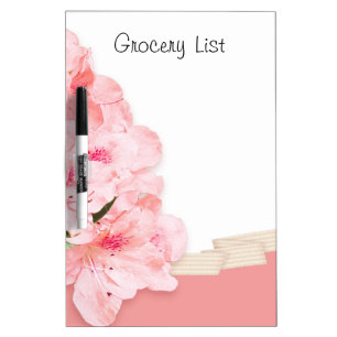 Pink Flowers & Ribbon Dry Erase Board
