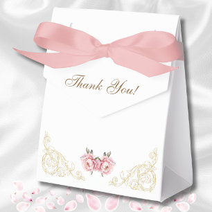 Pink Flowers Rococo Vintage Peony Bridal Shower Favor Boxes