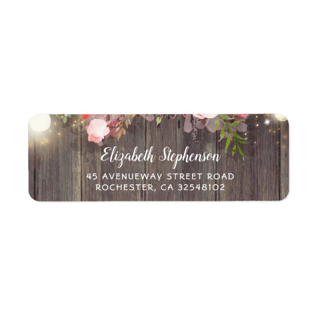 Pink Flowers Rustic Label (Front)