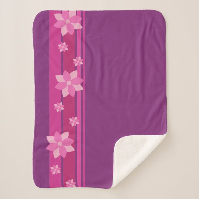 Pink Flowers Sherpa Blanket (Front)