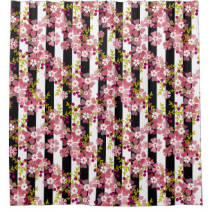 Pink flowers shower curtain
