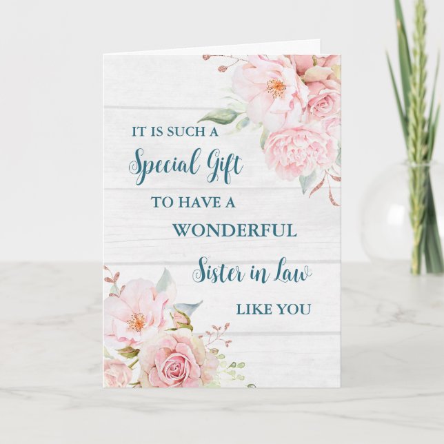 Pink Flowers Sister in Law Happy Mother's Day  Card (Front)