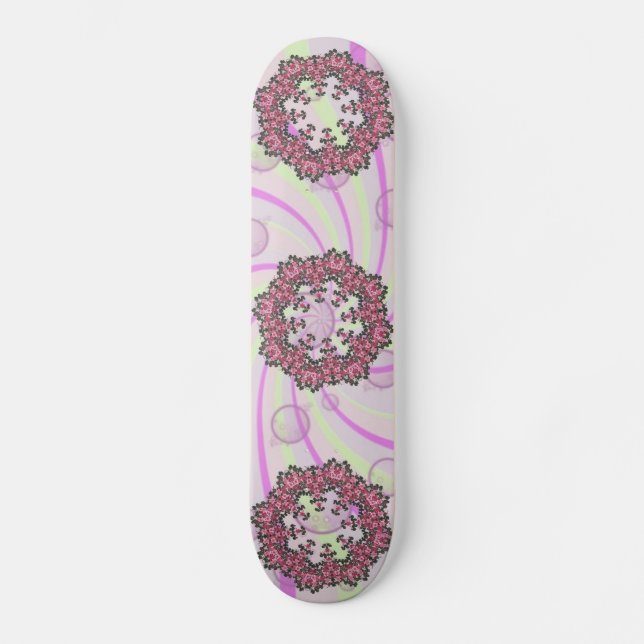 Pink Flowers Skateboard Deck (Front)