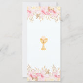 Pink Flowers Spanish First Communion Bookmark (Back)