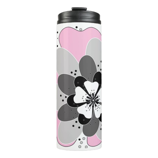 Pink flowers spring summer thermal tumbler (Front)