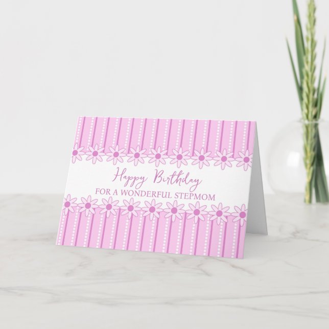 Pink Flowers Stepmom Birthday Card (Front)