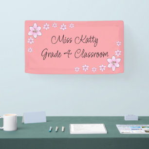 Pink Flowers Teacher Banner