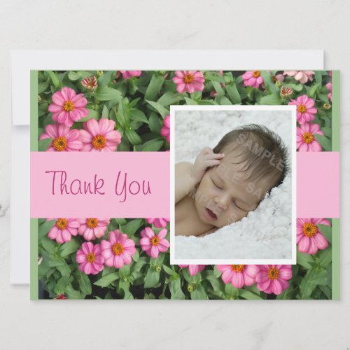 Pink Flowers Thank you Custom Invitations