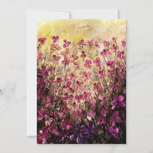 Pink Flowers Thank You Card (Front)