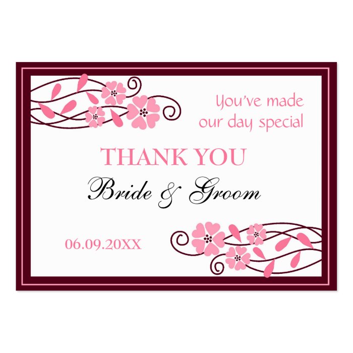 Pink Flowers Thank You Wedding Favor Gift Tags Business Cards