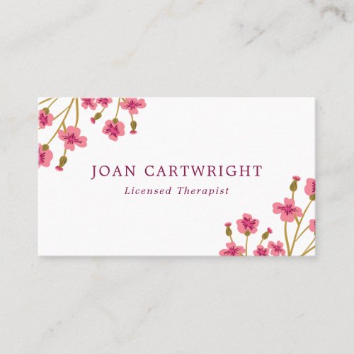 Pink Flowers _ Therapist Business Card