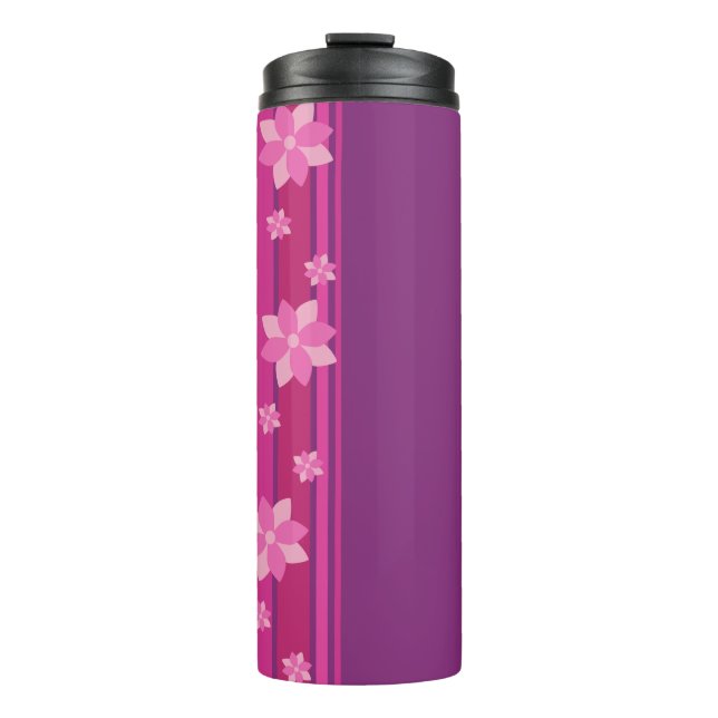 Pink Flowers Thermal Tumbler (Front)