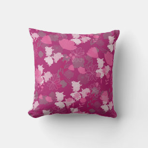 pink flowers throw pillow