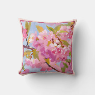 Pink Flowers Throw Pillow