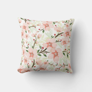 Pink flowers throw pillow