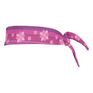 Pink Flowers Tie Headband