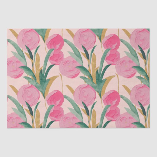 Pink Flowers Tissue Paper (Front)