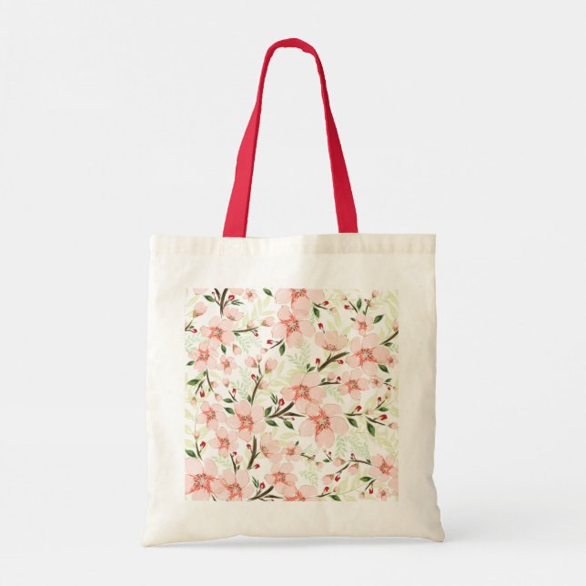 Pink flowers tote bag (Back)