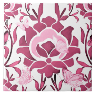 Pink flowers,Turkish tiles ,iznik,