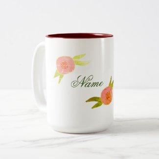 Pink Flowers Two-Tone Coffee Mug