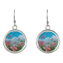 Pink Flowers Under Blue Sky with Clouds - Nature