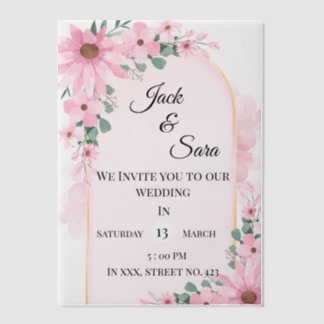 Pink flowers Vellum Overlay Vellum Invitations