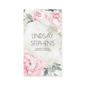 Pink Flowers Vintage Watercolors Elegant Neutral Business Card