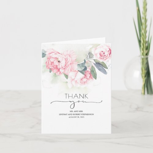 Pink Flowers Vintage Wedding Thank You