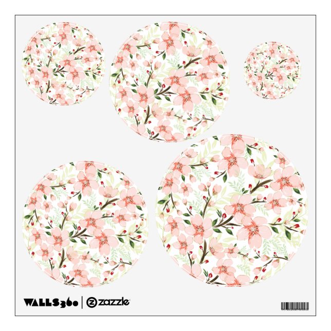 Pink flowers wall decal (Front)