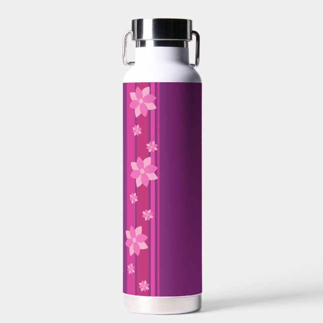 Pink Flowers Water Bottle (Front)