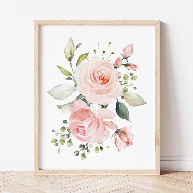 Pink Flowers, Watercolor Flowers, Girl Nursery Poster (Creator Uploaded)