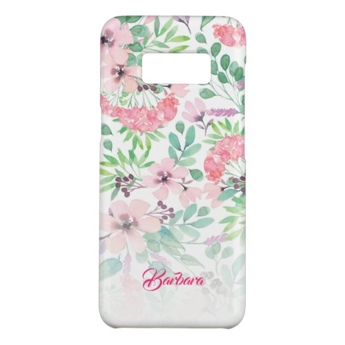 Pink Flowers Watercolors Pattern Monogram GR3 Case_Mate Samsung Galaxy S8 Case