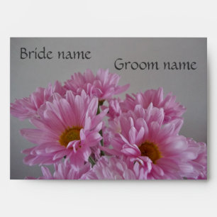 Pink Flowers Wedding Envelope Templ