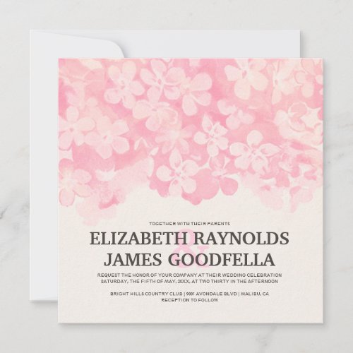 Pink Flowers Wedding Invitations