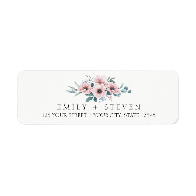 pink flowers wedding label (Front)